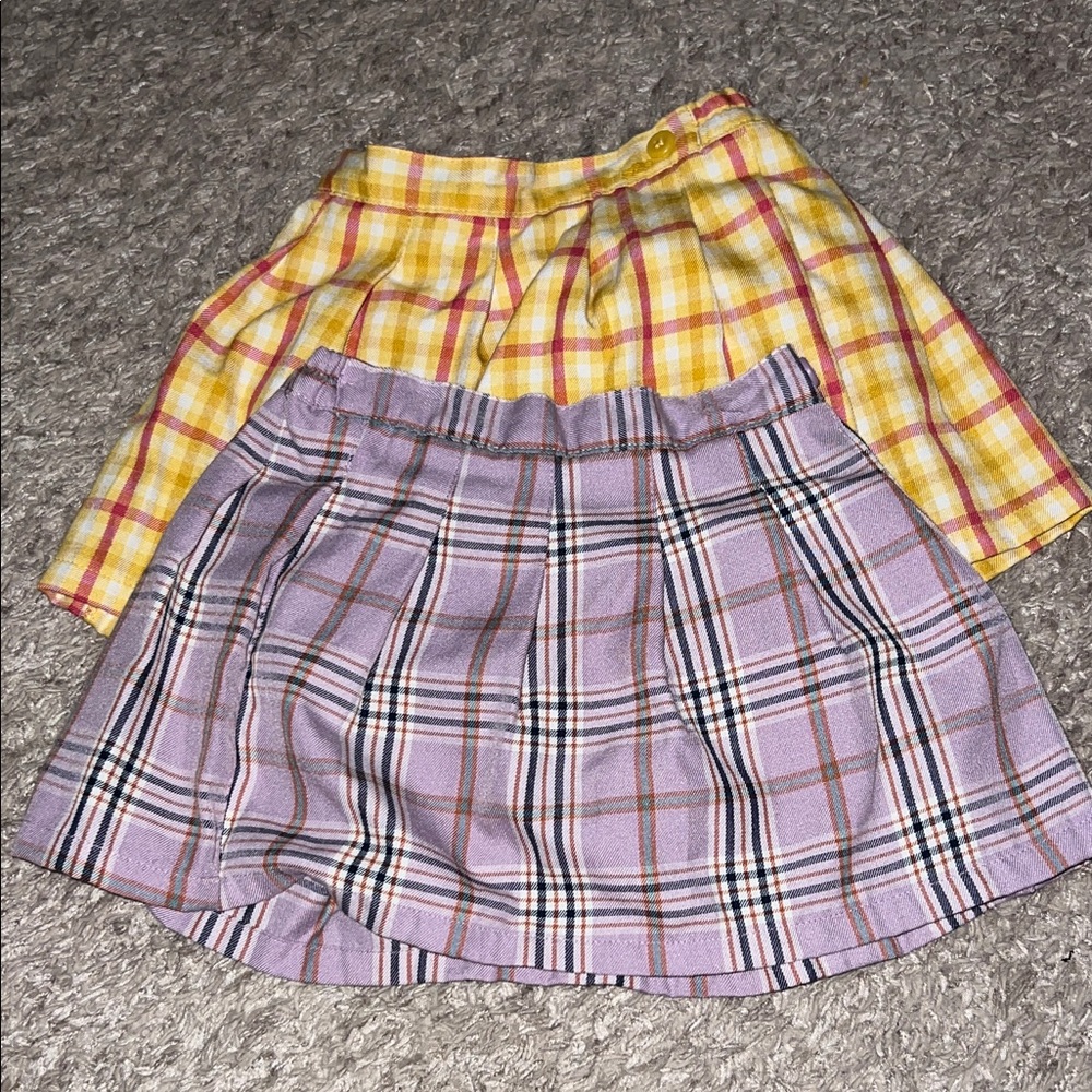 Plaid Skirt Set in Yellow and Purple